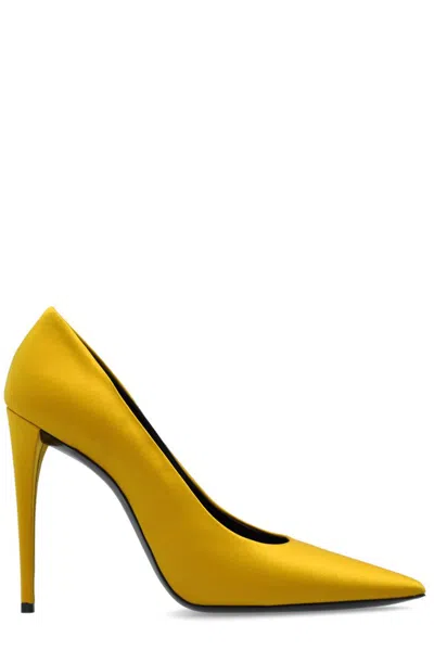 Saint Laurent Monceau Pointed Toe Pumps In Yellow