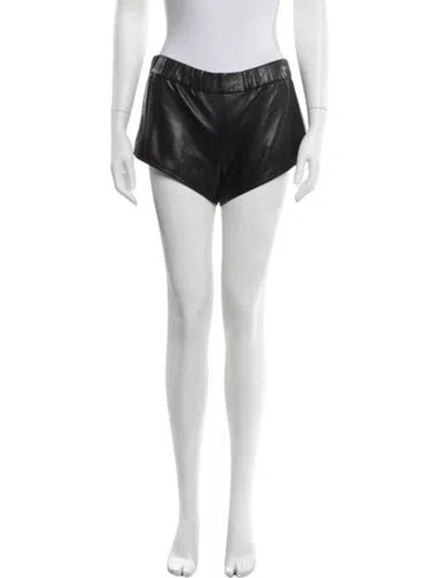 Pre-owned Saint Laurent Mongolian Lamb Mini Shorts In Black