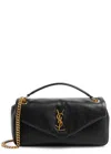 Saint Laurent Mono Small Leather Shoulder Bag In Black
