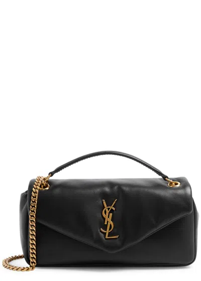 Saint Laurent Mono Small Leather Shoulder Bag In Burgundy