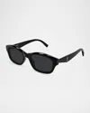 Saint Laurent Monogram 53mm Rectangular Sunglasses In Black