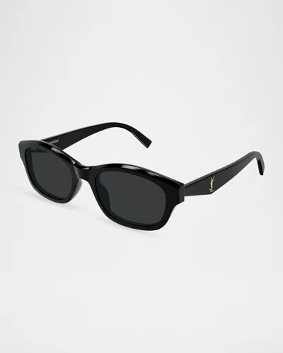 Saint Laurent Monogram 53mm Rectangular Sunglasses In Black