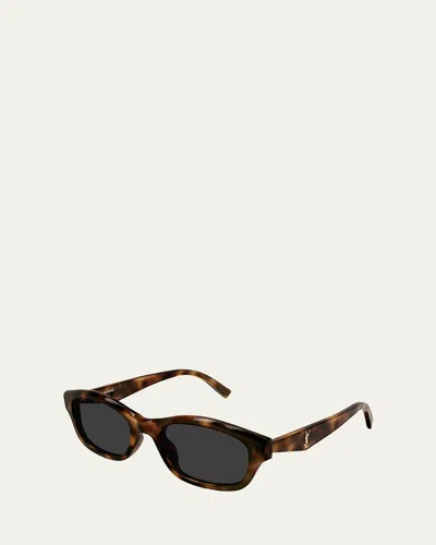 Saint Laurent Monogram 53mm Rectangular Sunglasses In Brown