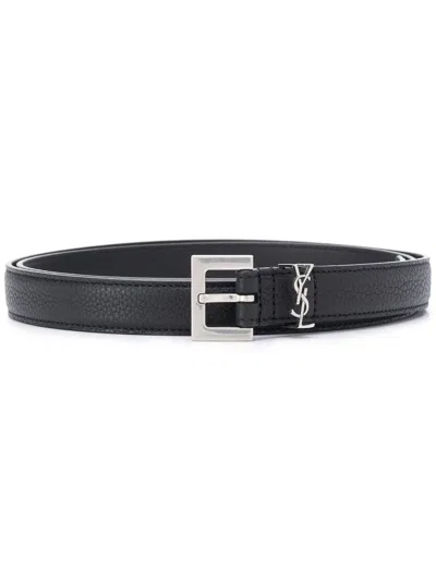 SAINT LAURENT SAINT LAURENT MONOGRAM APPLIQUÉ ADJUSTABLE BELT