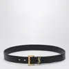 Saint Laurent Cassandre Leather Belt In Black