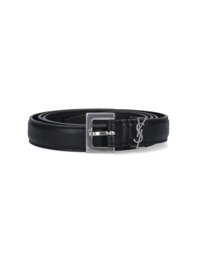 Saint Laurent Monogram Belt In Black  