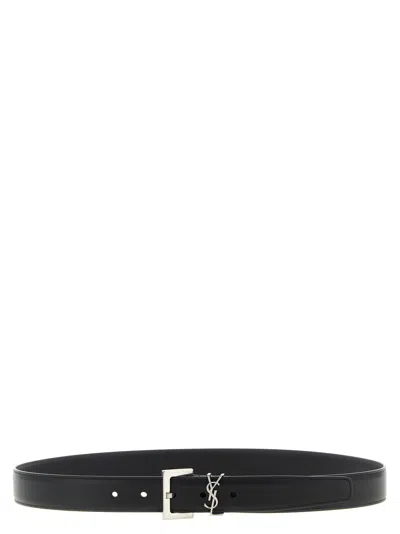 Saint Laurent Monogram Belt In Neutral