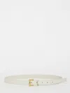 Saint Laurent Monogram Narrow Leather Belt In White