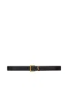 Saint Laurent Cassandre Belt With Square Buckle In Hammered Leather In Black