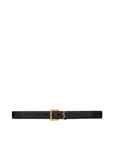SAINT LAURENT MONOGRAM BELT WITH SQUARE BUCKLE IN SMOOTH LEATHER