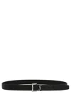 Saint Laurent Cassandre Buckle Grained Leather Belt