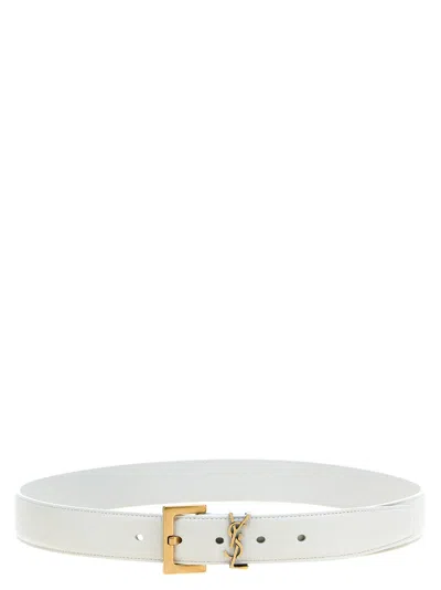 Saint Laurent Monogram Belts In White