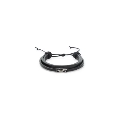 Saint Laurent Monogram Bracelet For Men In Nero