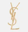 Saint Laurent Opyum Ysl Twisted Brooch In Light Satin Gold