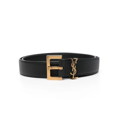 Saint Laurent Monogram Buckle Belt In Purple
