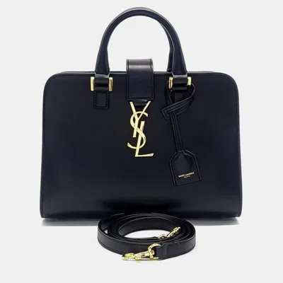 Pre-owned Saint Laurent Monogram Cabas Bag Baby In Black