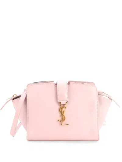 Pre-owned Saint Laurent Monogram Cabas Downtown Leather Toy Crossbody Bag In Pink