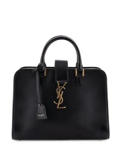 Pre-owned Saint Laurent Monogram Cabas Leather Baby Satchel In 黑色
