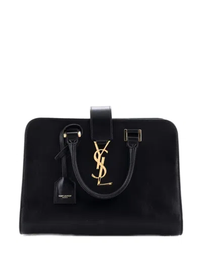 Pre-owned Saint Laurent Monogram Cabas Leather Baby Satchel In Black