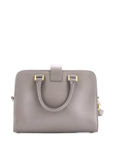 Pre-owned Saint Laurent Monogram Cabas Leather Baby Satchel In Grey