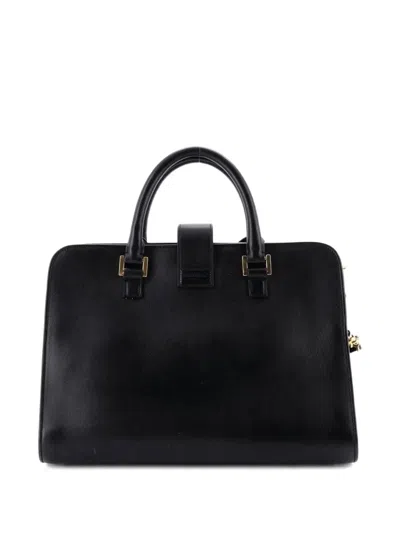 Pre-owned Saint Laurent Monogram Cabas Leather Small Satchel In Black