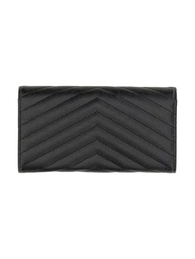 Saint Laurent Monogram Calf Leather Wallet In Black