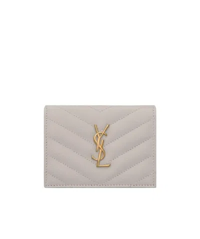 Saint Laurent Monogram Card Case In Grain De Poudre Embossed Leather In Pattern