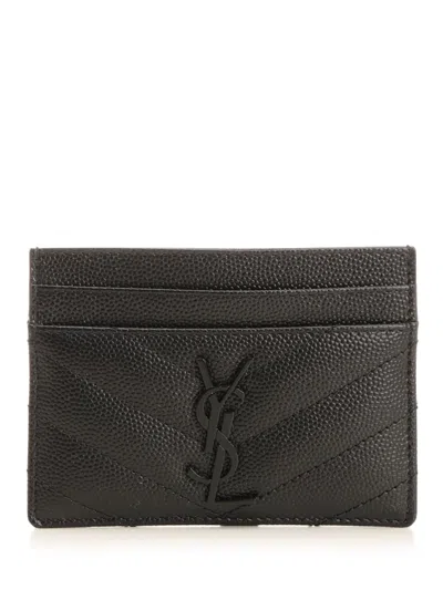 Saint Laurent Monogram Card Case Wallets Black