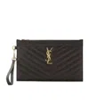 Saint Laurent Monogram Chain Quilted Clutch In Black