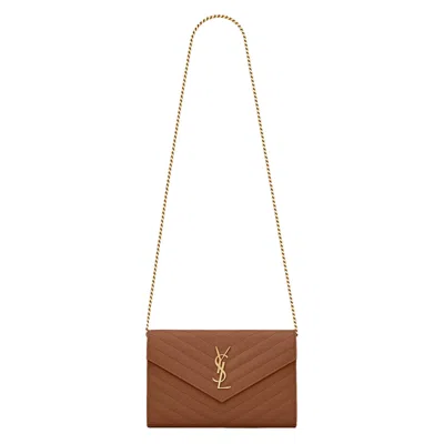 Pre-owned Saint Laurent Monogram Chain Wallet 'naturel Dark'