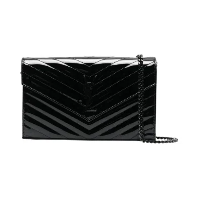Pre-owned Saint Laurent Monogram Chain Wallet 'nero' | Black | Women's Size Onesize
