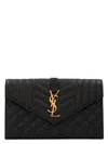 Saint Laurent Ysl Monogram Quilted Envelope Clutch Bag In Black