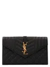 Saint Laurent Ysl Monogram Quilted Envelope Clutch Bag In Black