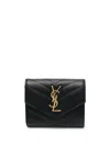 Saint Laurent Monogramme Quilted Textured-leather Wallet In Black