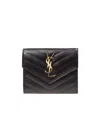 Saint Laurent Monogram Compact Tri-fold Wallet In Black
