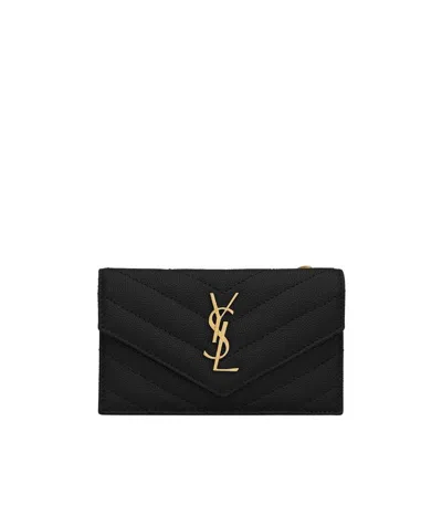 Saint Laurent Monogram Compact Wallet In Black