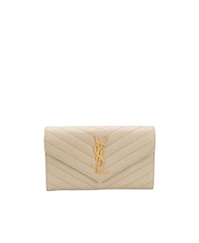 Saint Laurent Monogram Continental Wallet In Nude