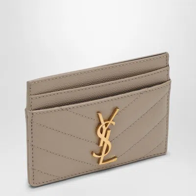 Saint Laurent Monogram Credit Card Holder In Beige