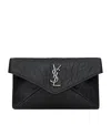 Saint Laurent Monogram Crocodile Effect Envelope Card Holder In Black