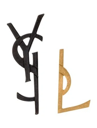 Pre-owned Saint Laurent Monogram Deconstructed Clip-on Earrings In Multi