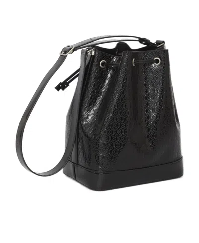 Saint Laurent Monogram Drawstring Bucket Bag In Black
