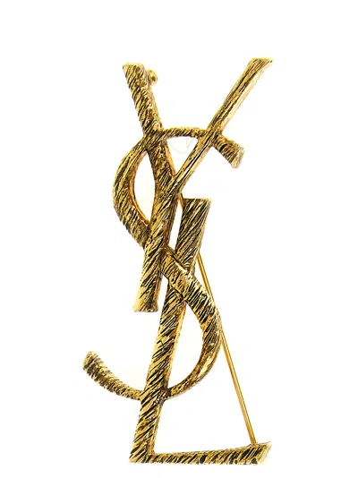 Saint Laurent 'monogram' Earrings In Gold