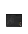 Saint Laurent Tiny Cassandre Card Case In Crocodile-embossed Matte Leather Accessories In Black