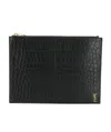 Saint Laurent Monogram Embossed Pouch In Black