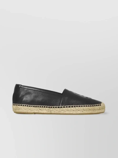 Saint Laurent Monogram Embroidered Slip-on Espadrilles In Black