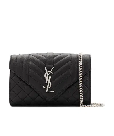 Saint Laurent Monogram Envelope Shoulder Bag In Black