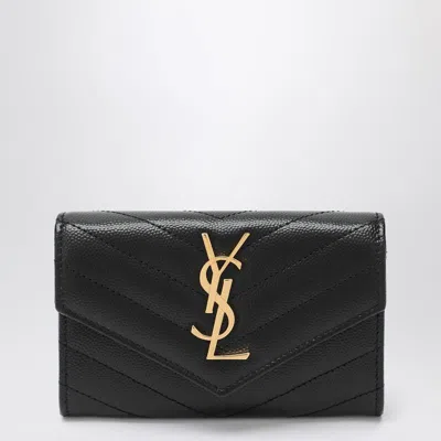 Saint Laurent Monogram Envelope Small Wallet In Black