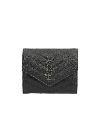 Saint Laurent Monogram Flap Wallet In Black