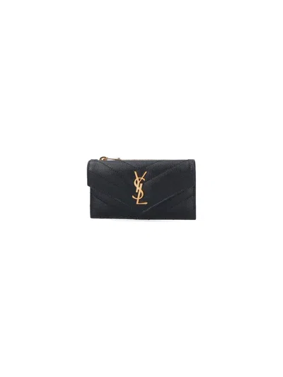 Saint Laurent "monogram Fragments" Card Holder In Black