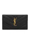 Saint Laurent Monogram Fragments Metalassé Card Holder In Black